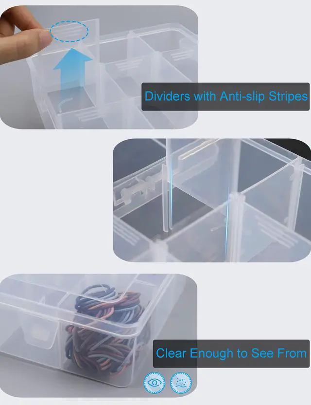 Alt view image 5 of 6 - Plastic Organizer Box with Dividers - Bead Organizer, 15 Large Grids, Clear Snack Box Container