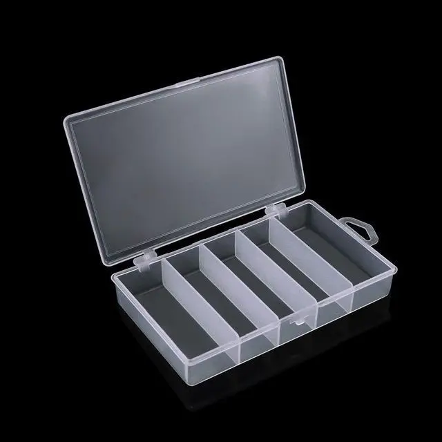 Alt view image 2 of 5 - 4 Pack 5 Grid Clear Plastic Fishing Tackle Bait Hooks Storage Box,Visible Bead Jewelry Making Findings Utility Organizer Container Case for Jewelry,DIY Crafts(7.1" x 4.3" x 1.2")