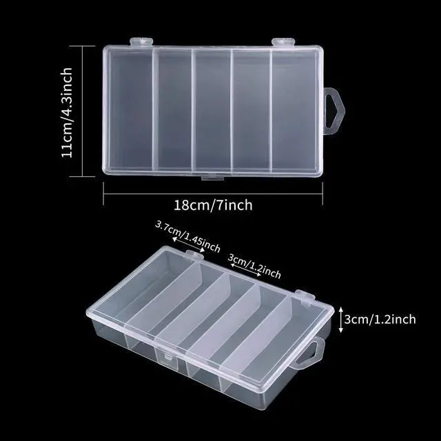 Alt view image 3 of 5 - 4 Pack 5 Grid Clear Plastic Fishing Tackle Bait Hooks Storage Box,Visible Bead Jewelry Making Findings Utility Organizer Container Case for Jewelry,DIY Crafts(7.1" x 4.3" x 1.2")