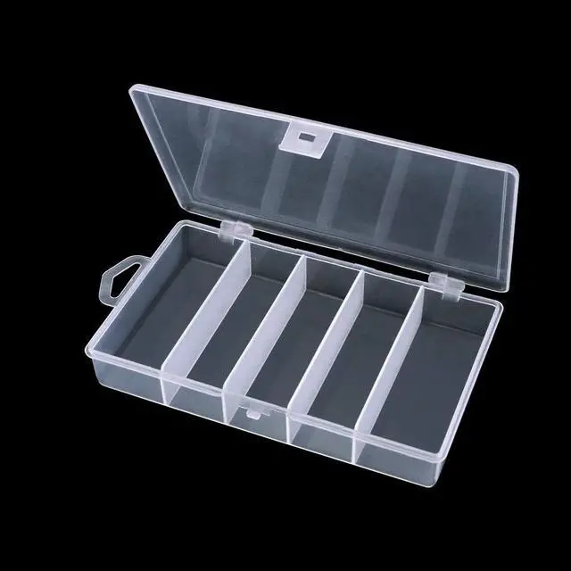 Alt view image 4 of 5 - 4 Pack 5 Grid Clear Plastic Fishing Tackle Bait Hooks Storage Box,Visible Bead Jewelry Making Findings Utility Organizer Container Case for Jewelry,DIY Crafts(7.1" x 4.3" x 1.2")