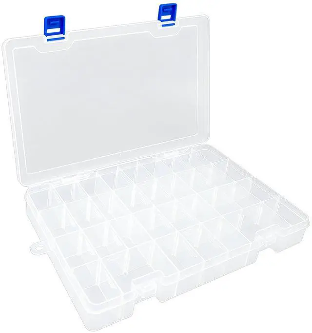 Main image of Plastic Organizer Container Storage Box Adjustable Divider Removable Grid Compartment for Jewelry Beads Earring Container Tool Fishing Hook Small Accessories(34 Grids, White X 1)