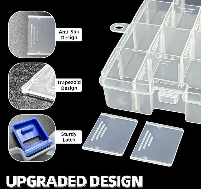 Alt view image 4 of 7 - Plastic Organizer Container Storage Box Adjustable Divider Removable Grid Compartment for Jewelry Beads Earring Container Tool Fishing Hook Small Accessories(34 Grids, White X 1)