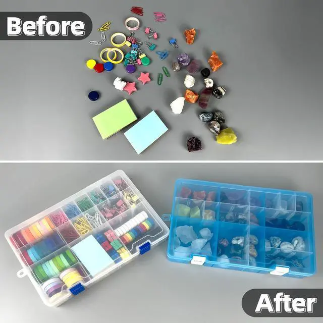 Alt view image 6 of 7 - Plastic Organizer Container Storage Box Adjustable Divider Removable Grid Compartment for Jewelry Beads Earring Container Tool Fishing Hook Small Accessories(34 Grids, White X 1)