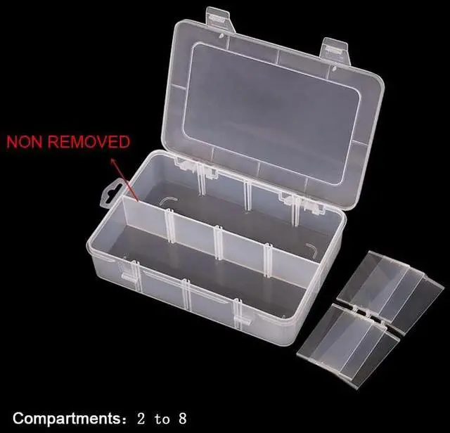 Alt view image 4 of 7 - 2 Packs 8-Compartments Art Supply Container, Clear Plastic Organizer Box with Dividers for Crafts Jewelry Fishing Tackles Hardware Metal