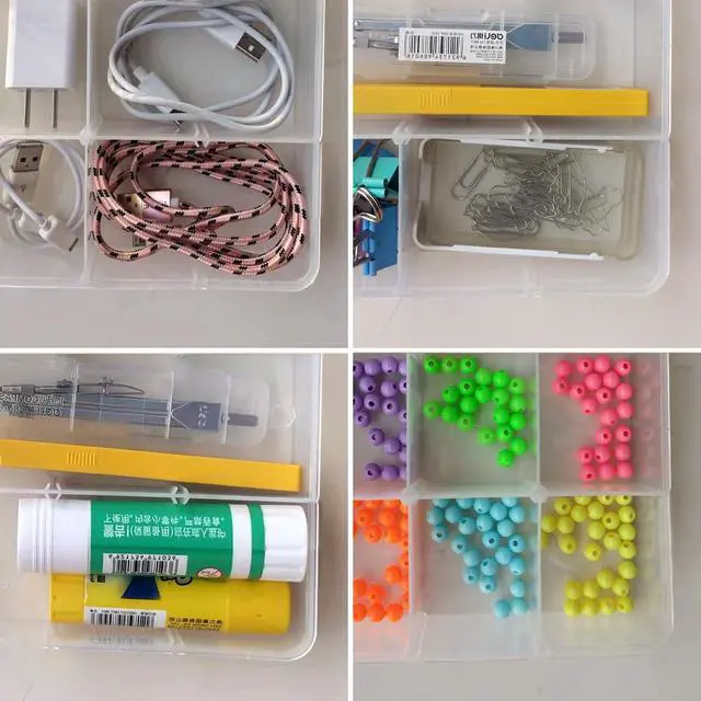 Alt view image 5 of 7 - 2 Packs 8-Compartments Art Supply Container, Clear Plastic Organizer Box with Dividers for Crafts Jewelry Fishing Tackles Hardware Metal