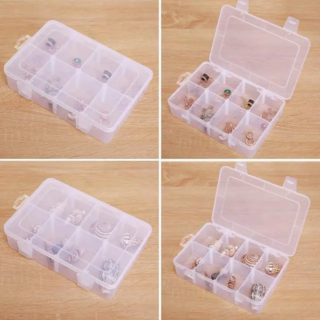 Alt view image 6 of 7 - 2 Packs 8-Compartments Art Supply Container, Clear Plastic Organizer Box with Dividers for Crafts Jewelry Fishing Tackles Hardware Metal