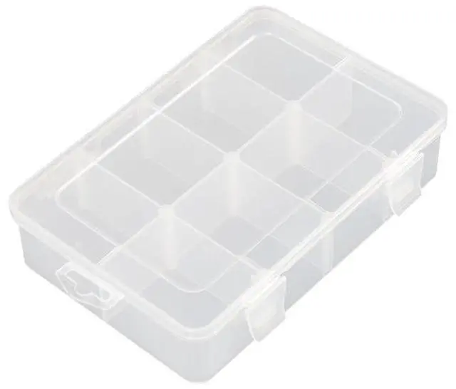 Alt view image 7 of 7 - 2 Packs 8-Compartments Art Supply Container, Clear Plastic Organizer Box with Dividers for Crafts Jewelry Fishing Tackles Hardware Metal