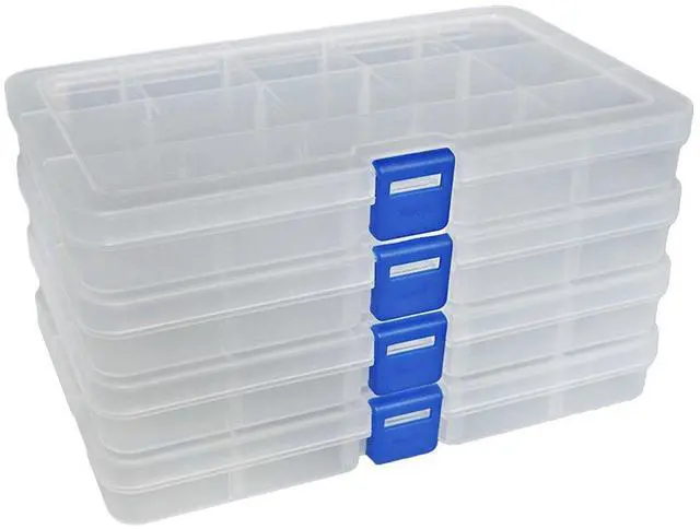 Main image of Plastic Organizer Container Storage Box Adjustable Divider Removable Grid Compartment for Jewelry Beads Earring Container Tool Fishing Hook Small Accessories15 gridsWhite x 4