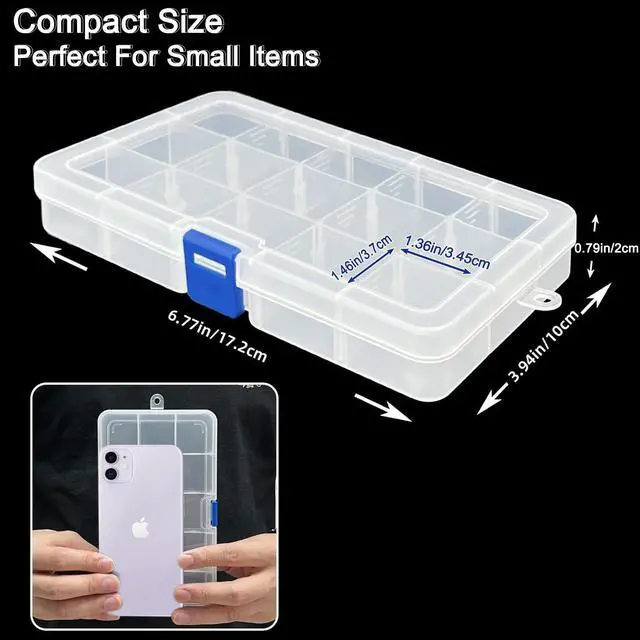 Alt view image 2 of 7 - Plastic Organizer Container Storage Box Adjustable Divider Removable Grid Compartment for Jewelry Beads Earring Container Tool Fishing Hook Small Accessories15 gridsWhite x 4