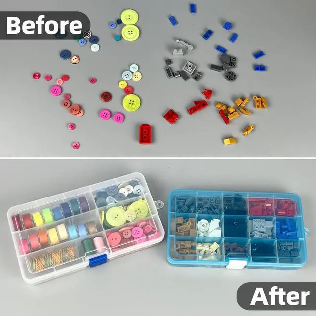 Alt view image 3 of 7 - Plastic Organizer Container Storage Box Adjustable Divider Removable Grid Compartment for Jewelry Beads Earring Container Tool Fishing Hook Small Accessories15 gridsWhite x 4