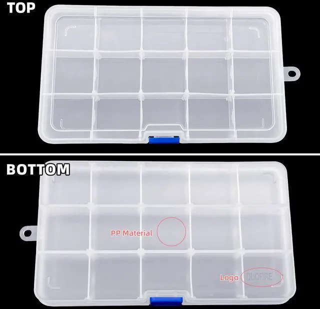 Alt view image 7 of 7 - Plastic Organizer Container Storage Box Adjustable Divider Removable Grid Compartment for Jewelry Beads Earring Container Tool Fishing Hook Small Accessories15 gridsWhite x 4