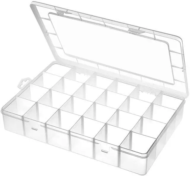 Main image of Large 24 Grids Plastic Organizer Box Adjustable Dividers,Clear Storage Box for Jewelry, Art DIY Crafts, Washi Tapes, Beads and Small Parts