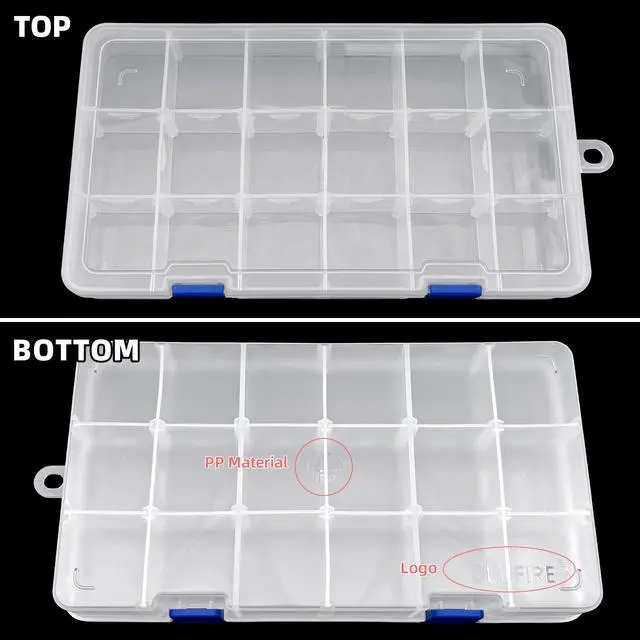 Alt view image 3 of 7 - Plastic Organizer Container Storage Box Adjustable Divider Removable Grid Compartment for Jewelry Beads Earring Tool Fishing Hook Small Accessories(18 grids, White X 2)