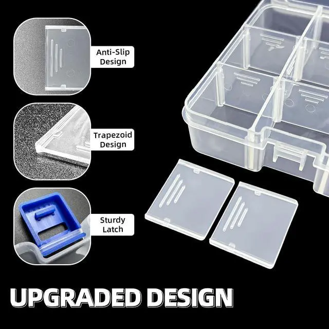 Alt view image 4 of 7 - Plastic Organizer Container Storage Box Adjustable Divider Removable Grid Compartment for Jewelry Beads Earring Tool Fishing Hook Small Accessories(18 grids, White X 2)