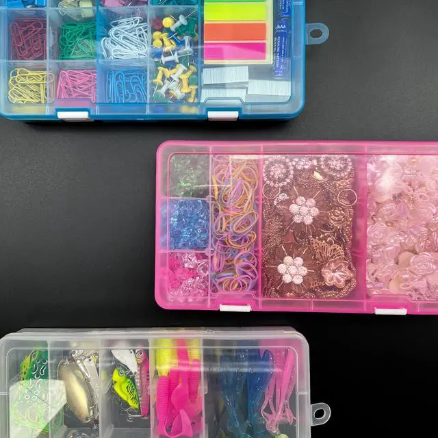 Alt view image 7 of 7 - Plastic Organizer Container Storage Box Adjustable Divider Removable Grid Compartment for Jewelry Beads Earring Tool Fishing Hook Small Accessories(18 grids, White X 2)