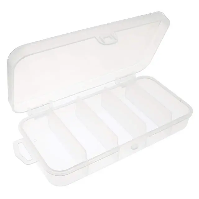 Alt view image 2 of 6 - 3pcs Multifunctional Portable 5-Grid Clear Visible Plastic Fishing Tackle Accessory Box 5 Compartments Jewelry Making Findings Organizer 4.96 x 2.44 x 1 Inch