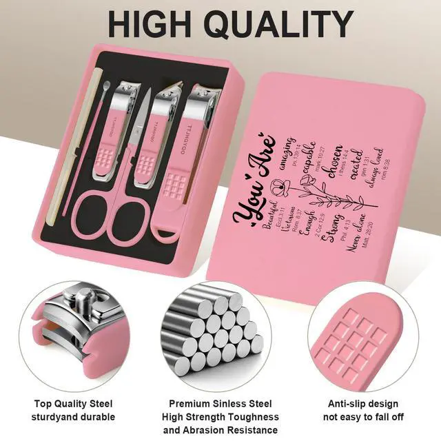 Alt view image 3 of 7 - Christian Gifts Nail Clippers for Women, 6 Pcs Toenail Clippers, Stainless Steel Nail Clippers for Women, Sharpest Thick Toenail & Ingrown Nail Clipper Set (Christian Pink)