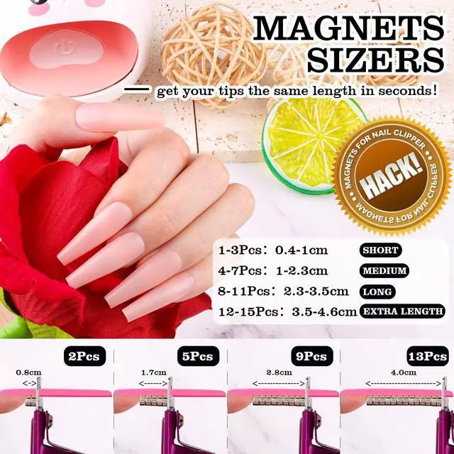 Alt view image 3 of 7 - Violet Red Premium Adjustable Nail Clippers with Magnets Sizers for Acrylic Nails, Stainless Steel Nail Cutter Trimmer for Artificial Fake False Tips Manicure Sharp Blade Clip Tool for Salon Beauty