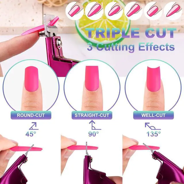 Alt view image 4 of 7 - Violet Red Premium Adjustable Nail Clippers with Magnets Sizers for Acrylic Nails, Stainless Steel Nail Cutter Trimmer for Artificial Fake False Tips Manicure Sharp Blade Clip Tool for Salon Beauty