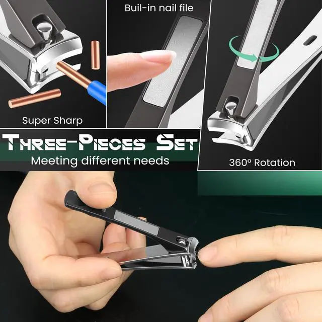 Alt view image 5 of 7 - Nail Clippers for Seniors, Heavy Duty Stainless Steel Nail Clipper for Ingrown Toenails, Wide Opening Sharp Blade for Men, Women, Travel & Home Use