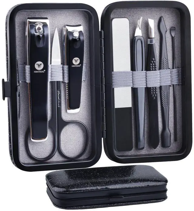 Main image of Manicure Pedicure Set 8pcs Stainless Steel Nail Clippers Kit Fingernail Toenail Clippers Cutters with Leather Case for Home Workplace Outdoor Travel Salon Gift for Men Women Family Friends