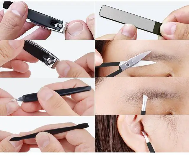 Alt view image 3 of 7 - Manicure Pedicure Set 8pcs Stainless Steel Nail Clippers Kit Fingernail Toenail Clippers Cutters with Leather Case for Home Workplace Outdoor Travel Salon Gift for Men Women Family Friends