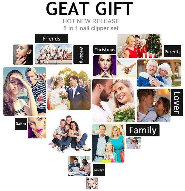 Alt view image 7 of 7 - Manicure Pedicure Set 8pcs Stainless Steel Nail Clippers Kit Fingernail Toenail Clippers Cutters with Leather Case for Home Workplace Outdoor Travel Salon Gift for Men Women Family Friends