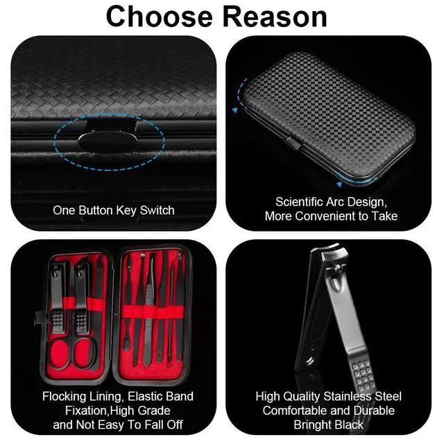 Alt view image 6 of 7 - Professional Nail Clippers Set - 10 PCS Stainless Steel Nail Kit with Travel Case, Tweezers Manicure Set Gift for Men Women