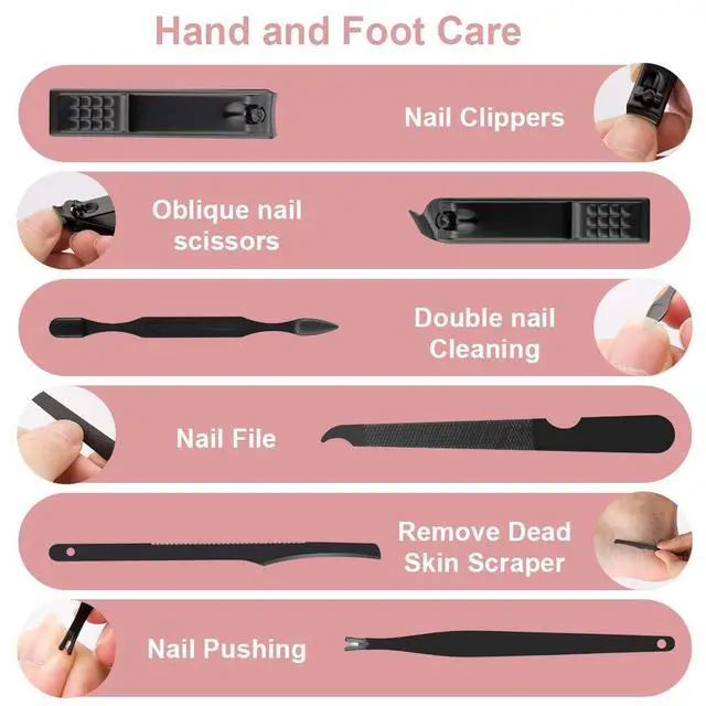 Alt view image 3 of 7 - Professional Nail Clippers Set - 10 PCS Stainless Steel Nail Kit with Travel Case, Tweezers Manicure Set Gift for Men Women