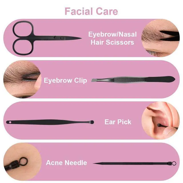 Alt view image 4 of 7 - Professional Nail Clippers Set - 10 PCS Stainless Steel Nail Kit with Travel Case, Tweezers Manicure Set Gift for Men Women