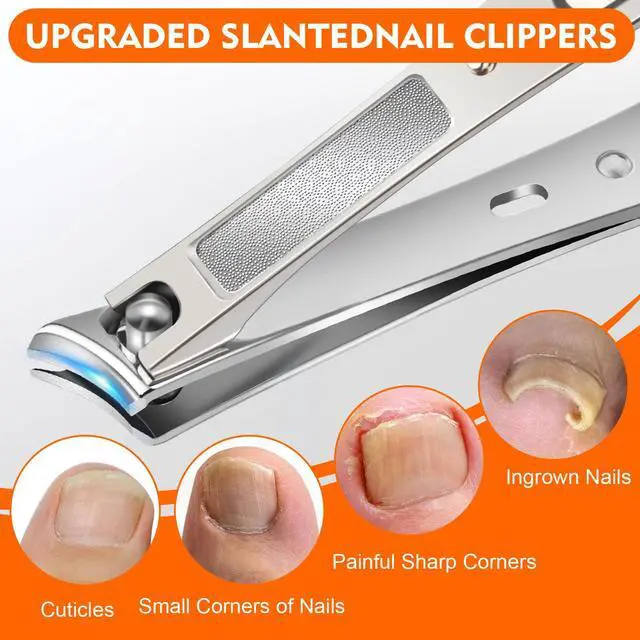 Alt view image 4 of 6 - Toe Nail Clippers for Men, Toenail Clippers for Thick Nails for Seniors, German Ultra Sharp Stainless Steel Fingernail Clipper with Catcher, Heavy Duty Ingrown Nail Cutter Long Handle with Wide Jaw