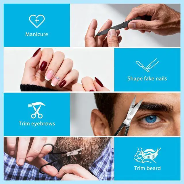 Alt view image 6 of 7 - Tweezers Set and Nail Clippers, 9 Pcs Stainless Steel Tweezers Kit for Men Professional Manicure Set for Men Grooming Kit With Leather Travel Case