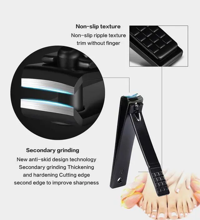 Alt view image 3 of 7 - Nail Clippers Sets High Precisio Stainless Steel Nail Cutter Pedicure Kit Nail File Sharp Nail Scissors and Clipper Manicure Pedicure Kit Fingernails & Toenails with Portable Stylish case (Black)