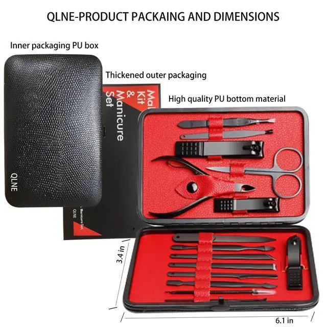 Alt view image 6 of 7 - Nail Clippers Sets High Precisio Stainless Steel Nail Cutter Pedicure Kit Nail File Sharp Nail Scissors and Clipper Manicure Pedicure Kit Fingernails & Toenails with Portable Stylish case (Black)