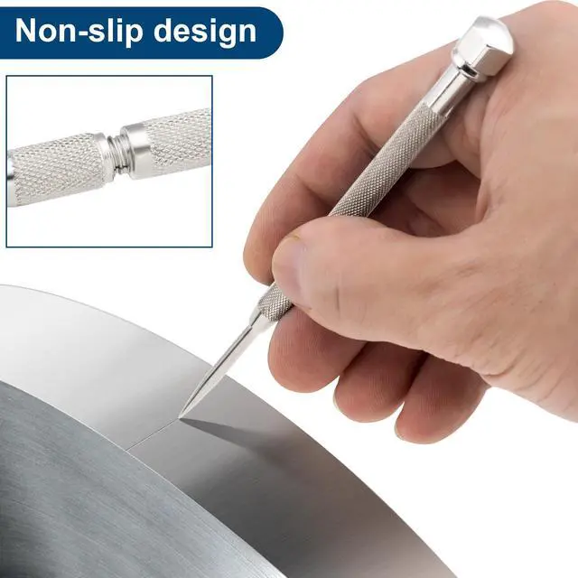 Alt view image 3 of 6 - Pocket Scriber Tool, Carbide Steel Metal Engraving Pen with Carbide Tip for Welding/Glass/Metal, 2-7/8" Point Length, 3/8" Handle Diameter, Marking Tool for DIY, Crafts, Precision Work