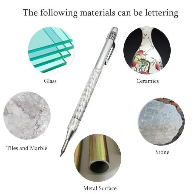 Alt view image 2 of 7 - 2 Pack Tungsten Carbide Scriber with Magnet,with Extra 12 Replacement Marking Tip,Etching Engraving Pen for Glass/Ceramics/Metal Sheet