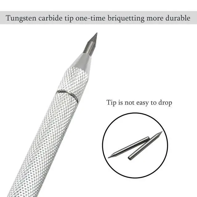 Alt view image 3 of 7 - 2 Pack Tungsten Carbide Scriber with Magnet,with Extra 12 Replacement Marking Tip,Etching Engraving Pen for Glass/Ceramics/Metal Sheet