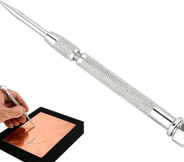 Main image of Pocket Scriber Tool Carbide Steel Metal Engraving Pen with Carbide Tip, 2-7/8in Point Length, 3/8in Handle Diameter, Ideal for Marking on Welding/Glass/Metal in DIY, Crafts & Precision Work