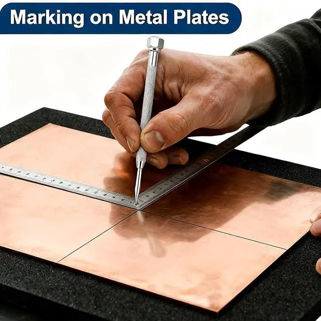 Alt view image 6 of 7 - Pocket Scriber Tool Carbide Steel Metal Engraving Pen with Carbide Tip, 2-7/8in Point Length, 3/8in Handle Diameter, Ideal for Marking on Welding/Glass/Metal in DIY, Crafts & Precision Work