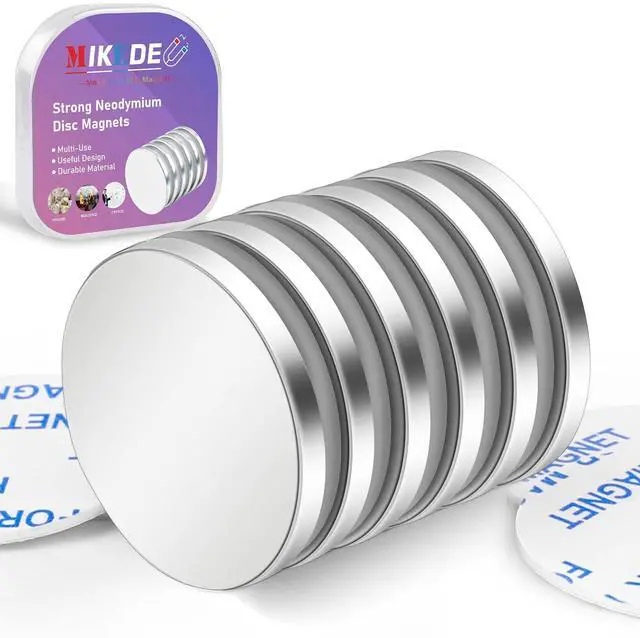 Main image of 6 Pack Magnets with Adhesive Backing for Fridge, Super Strong Magnets Heavy Duty, Rare Earth Magnet Neodymium Disc Magnet for Craft, Cabinet, Office, DIY, 1.26 inch D x 1/8 inch H