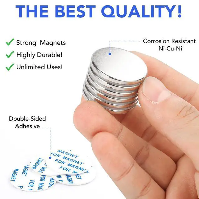 Alt view image 5 of 7 - 6 Pack Magnets with Adhesive Backing for Fridge, Super Strong Magnets Heavy Duty, Rare Earth Magnet Neodymium Disc Magnet for Craft, Cabinet, Office, DIY, 1.26 inch D x 1/8 inch H