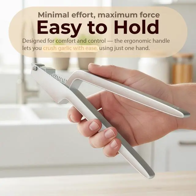 Alt view image 6 of 7 - No Peeling Required, 100% Stainless Steel Garlic Press Odor-free Cleaning, Rust Proof, Detachable Handle, Fine Mincer, 5 years Guarantee, Dishwasher safe garlic crusher tool, Moledor de ajo