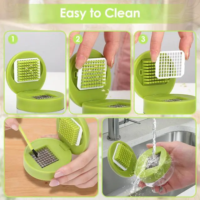 Alt view image 2 of 6 - 2 Pcs Garlic Press Set, Stainless Steel Garlics Crusher with Silicone Peeler and Cleaner Brush, Easy to Use Garlic Chopper for Shredded Garlic, Ginger and Fruit