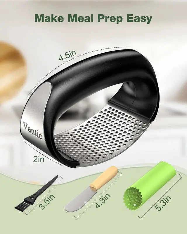 Alt view image 6 of 7 - Garlic Press Rocker - Stainless Steel Garlic Crusher, Mincer and Chopper with Peeler & Scraper, Easy Kitchen Gadget for Effortless Smashing