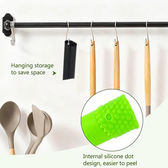 Alt view image 4 of 6 - 2Pack Garlic Peelers, 5.12 Inches Silicone Garlic Skin Remover - Effortless Peeling for Kitchen Use, Black/Green
