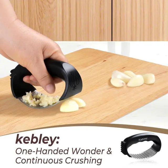 Alt view image 2 of 7 - Garlic Press Rocker Stainless Steel Garlic Crusher, Mincer and Chopper with Peeler and Scraper,brush, Easy Kitchen Gadget for Effortless Smashing