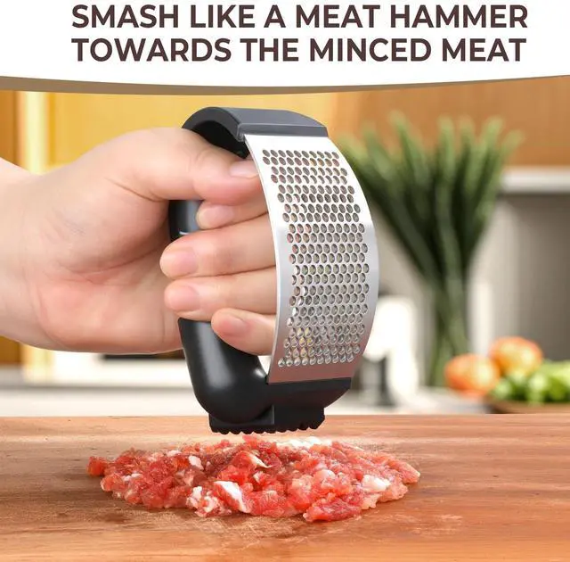 Alt view image 3 of 7 - Garlic Press Rocker Stainless Steel Garlic Crusher, Mincer and Chopper with Peeler and Scraper,brush, Easy Kitchen Gadget for Effortless Smashing