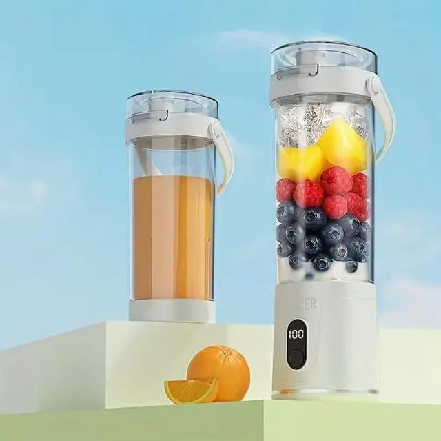 Main image of Portable Personal USB Electric Juicer, 600ML Mini Blender for Smoothies & Shakes, 12-Blade Design, Two Uses in One Cup, Compact & Convenient, Ideal for On-the-Go Use,White