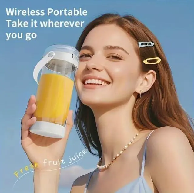 Alt view image 3 of 6 - Portable Personal USB Electric Juicer, 600ML Mini Blender for Smoothies & Shakes, 12-Blade Design, Two Uses in One Cup, Compact & Convenient, Ideal for On-the-Go Use,White