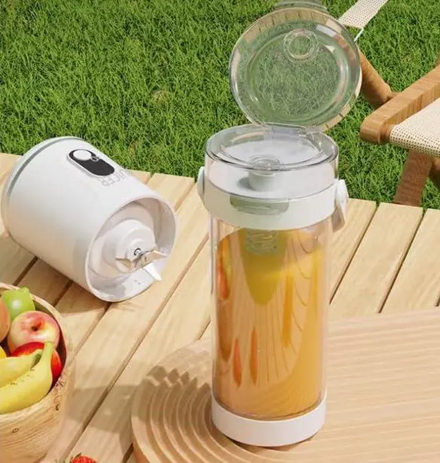 Alt view image 6 of 6 - Portable Personal USB Electric Juicer, 600ML Mini Blender for Smoothies & Shakes, 12-Blade Design, Two Uses in One Cup, Compact & Convenient, Ideal for On-the-Go Use,White